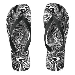 Tongs Marbre Abstrait noir et blanc liquide