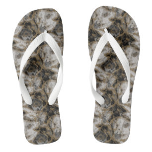 Tongs Marbre gris, blanc et or Abstrait
