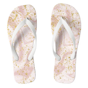 Tongs Marbre rose et blanc tourbillonnant paillettes dor