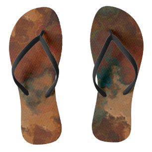 Tongs Marbre turquoise et rouille Abstrait
