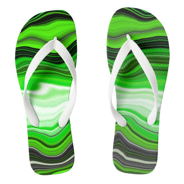 Tongs Marbre vert et noir comme l'art fluidisé rayé (Semelle)