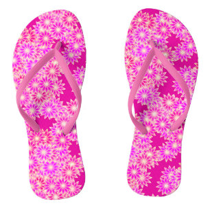 Tongs Marguerites aux teintes rose et prune