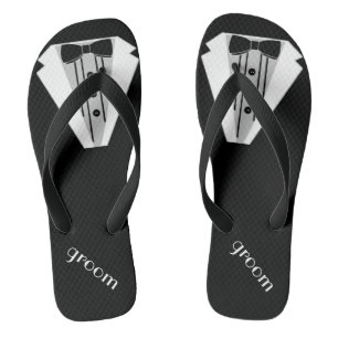 Tongs Mariage de plage noir de mariés de la bascule
