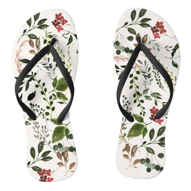 Tongs Mariage floral botanique rustique (Semelle)