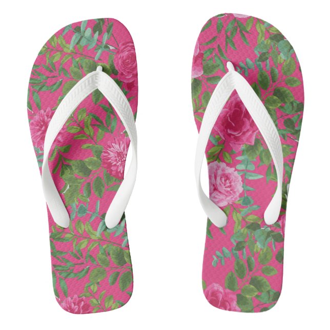 Tongs Mariage floral rose vif (Semelle)
