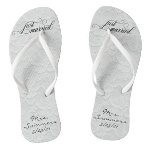 Tongs Mariage Jeune Mariée Dentelle Blanche Mariée Perso