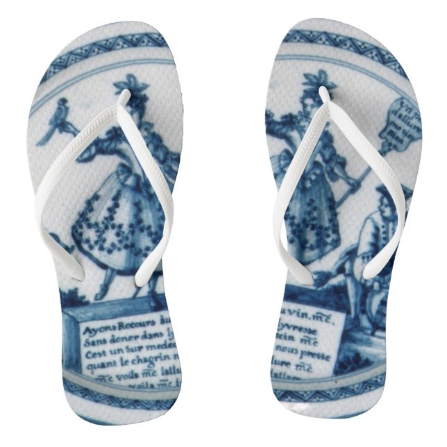 Tongs Marie Antoinette Bleu blanc saule blanc épais (Semelle)