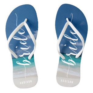 Tongs Mariée Calligraphie Plage Mariage Flip Flops