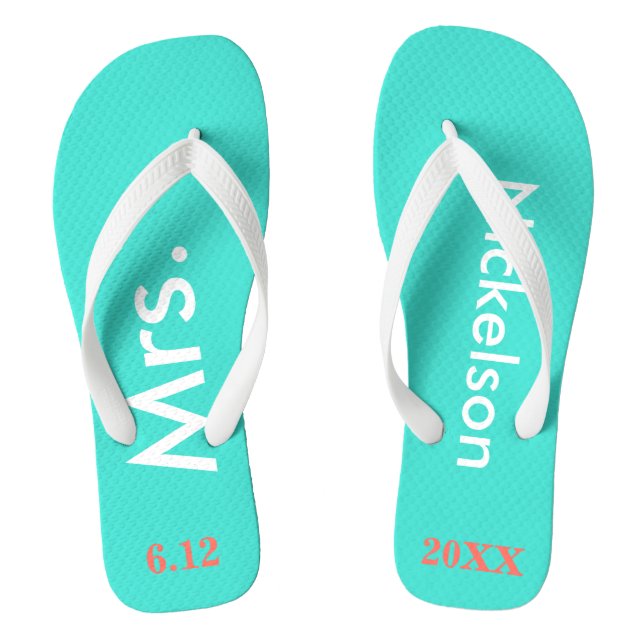 Tongs Mariée Mme Turquoise Blue (Semelle)