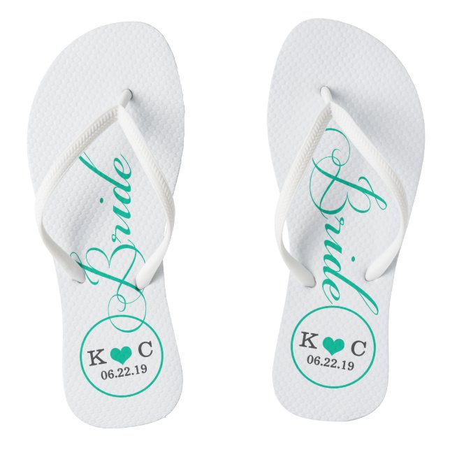 Tongs Mariée personnalisée (aqua) (Semelle)