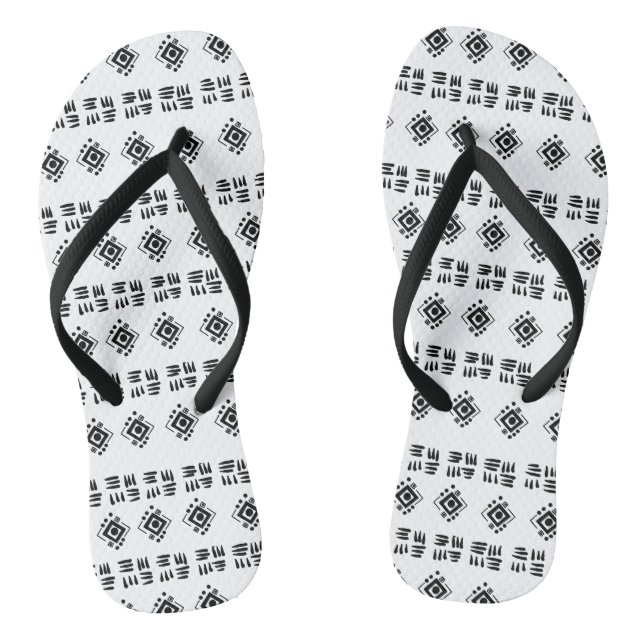 Tongs Marques ethniques en noir blanc (Semelle)