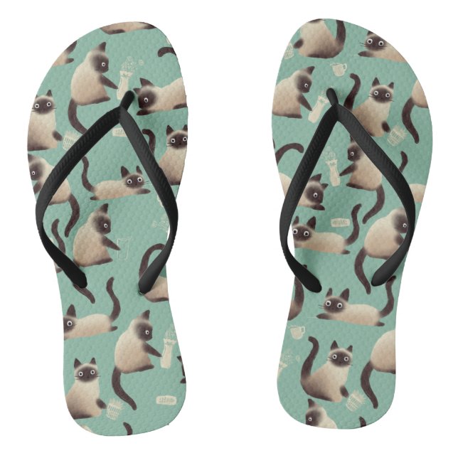 Tongs Mauvais chats siamois frapper des trucs (Semelle)