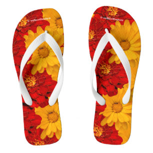 Tongs Médaille des Marigolds rouge jaune et orange