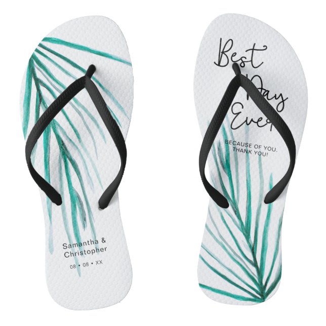Tongs Meilleur Jour Jamais Personnalisé Mariage Plage (Semelle)