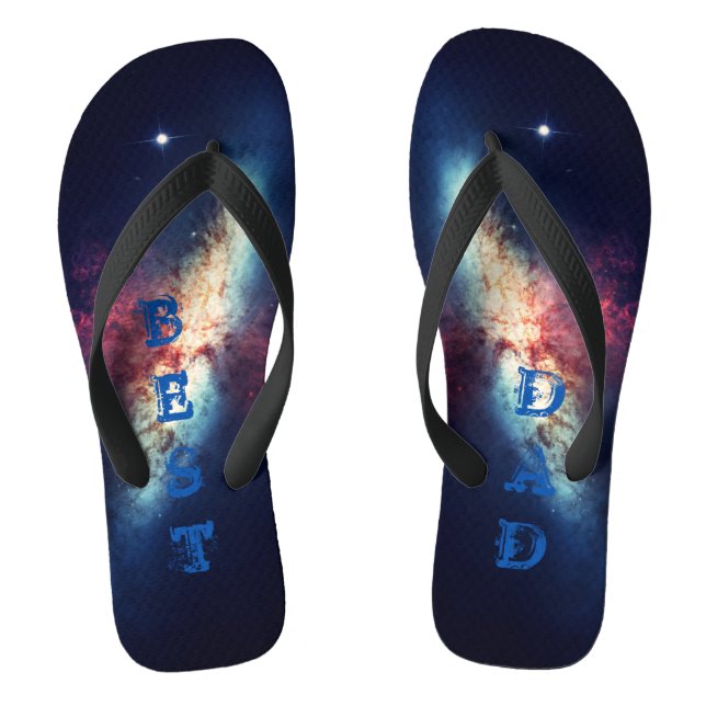 Tongs Meilleur papa Cosmos bleu personnalisé (Semelle)