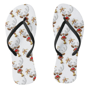 Tongs Mème de Noël drôle de renne qui regarde par-dessus