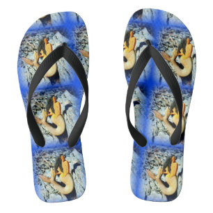 Tongs mermaid aux cheveux noirs beautés bleu