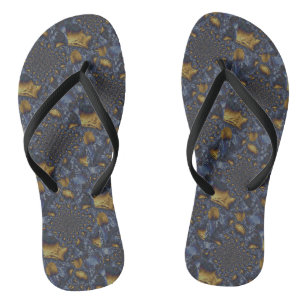 Tongs Métal Moulé or et argent bleu
