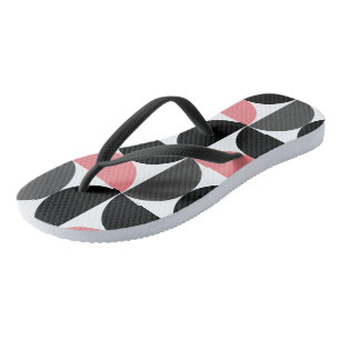 Tongs Mi-siècle moderne rose noir et blanc