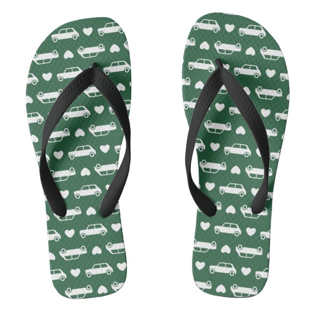 Tongs Mini Coeurs Voiture Vert (Semelle)