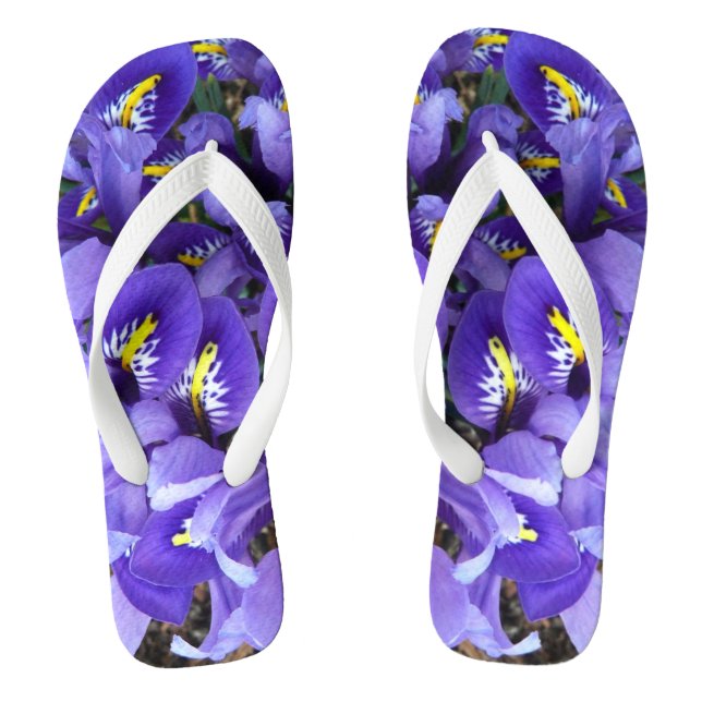 Tongs Miniature Bleu Irises Printemps Floral (Semelle)
