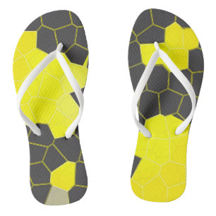 Tongs Minimalisme Abstrait Art Jaune Gris Blanc Cellules