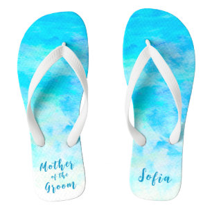 Tongs Minimaliste Aqua Blue Gradient Mère de la chambre
