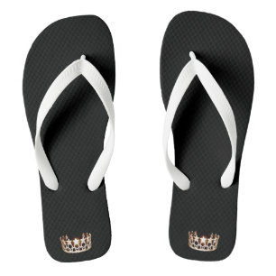 Tongs Miss USA Adult Gold Crown White Flip Flops