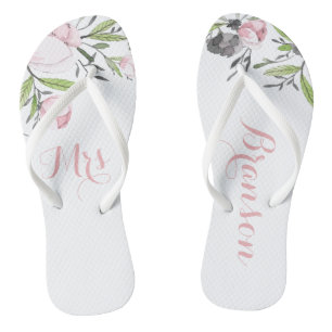 Tongs Mme Floral Bride Wifey Plage botanique sandales