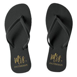 Tongs Mme Nom Flip Flops avec Gold Foil
