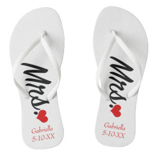 Tongs Mme Personnalisée Avec Nom Et Date Flip Flops