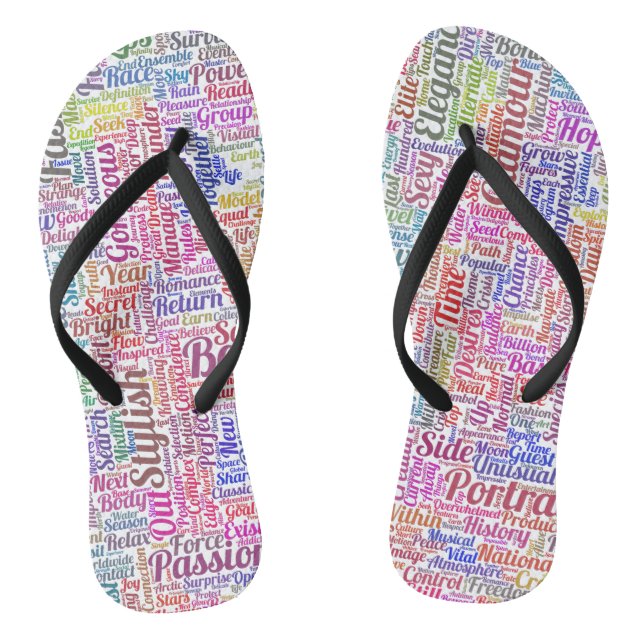 Tongs Mode Cheveux Motif Texte Nuage de Mots (Semelle)
