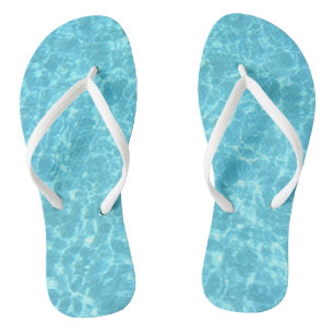 Tongs Modèle Adulte Sangles Minces Blanches Eau Bleue Pe