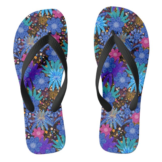 Tongs Modèle floral bleu | Belle (Semelle)
