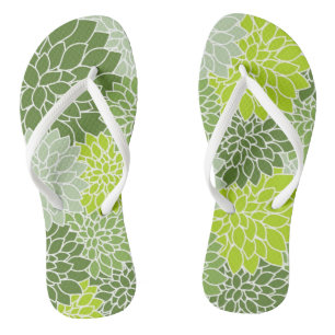 TONGS MODÈLE FLORAL EN VERT
