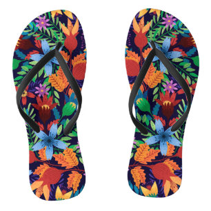 Tongs Modèle floral exotique coloré-32436