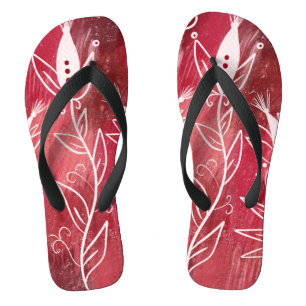 Tongs Modèle Floral rouge