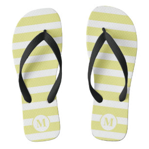 Tongs Monogramme classique Rayures jaune et blanche