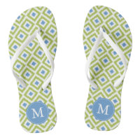 Monogramme de Motif Ikat vert et bleu