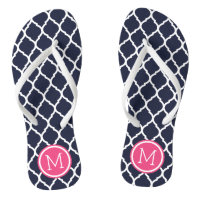 Monogramme de Quatrefoil Marine et Maroc rose