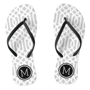 Tongs Monogramme de Trellis gris et noir