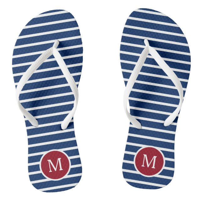 Tongs Monogramme en bande rouge blanche et bleue (Semelle)