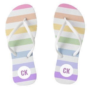 Tongs Monogramme en Blanc Cirque Pastel Arc-en-ciel rayu