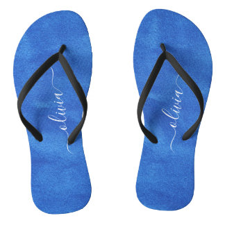 Tongs Monogramme en velours bleu