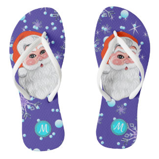 Tongs Monogramme mignon de Noël du "père noël et de