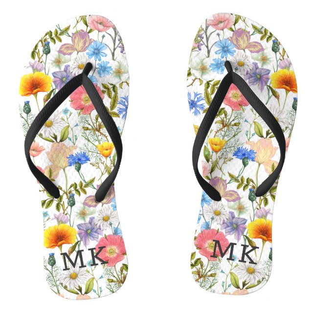 Tongs Monogramme Motif Floral de Printemps Monogrammé Ca (Semelle)