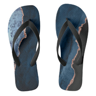 Tongs Monogramme personnalisé Rose bleu chic Parties sci
