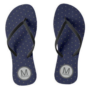 Tongs Monogramme Pois gris bleu foncé