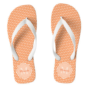 Tongs Monogramme Pois Sassy Orange Avec Nom