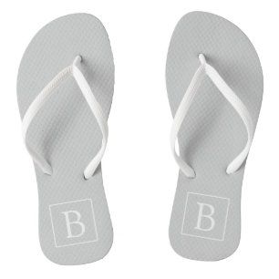 Tongs Monogramme simple gris clair